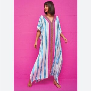 Pitusa Kaftan Thobe Embroidery Maxi Dress Caftan Cover-up  One Size